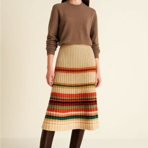 MaxMara Weekend Multicolor Wool Knit Midi Skirt